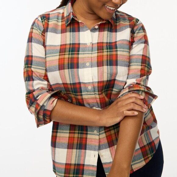 J Crew Women's Plaid Button Front Shirt Flannel 100% Cotton Size 3X - Picture 5 of 8